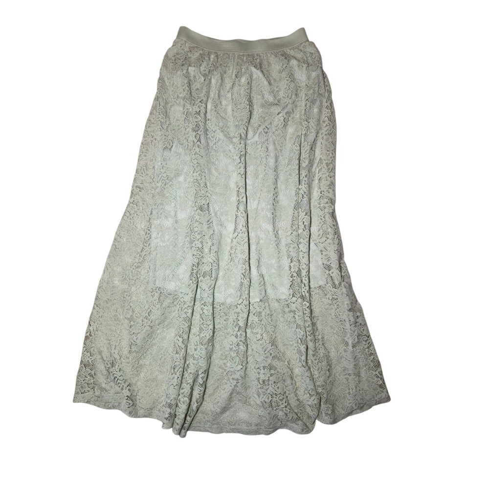Laffaire Light Jade Green Floral Lace Maxi Skirt Fairy/cottagecore Pull On New M